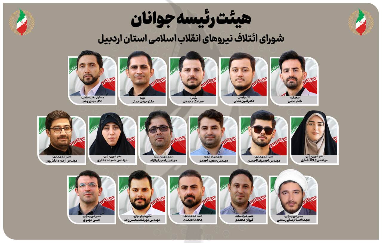 ترکیب هیئت رئیسه جوانان شورای ائتلاف استان اردبیل مشخص شد